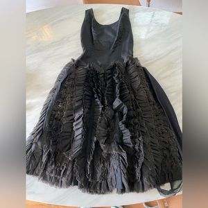 Vintage 50’s 60’s Black Ruffled Ballgown Formal Dress